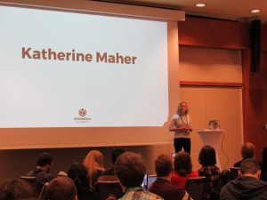 Photo: Katherine Maher giving her speech in Wikimedia Diversity Conference, 2017