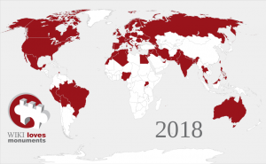 Kart over deltakerland i Wiki Loves Monuments 2018
